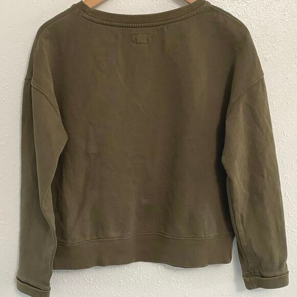 Pact Organic Cotton Pullover Crew Neck Howdy Sweater Size Small Green Western - Picture 8 of 8
